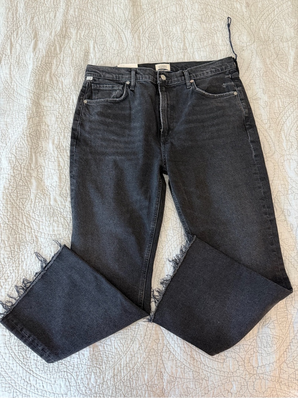 Citizens of Humanity Isola Cropped Boot “Stormy” Raw Hem Jeans NWT Size 32